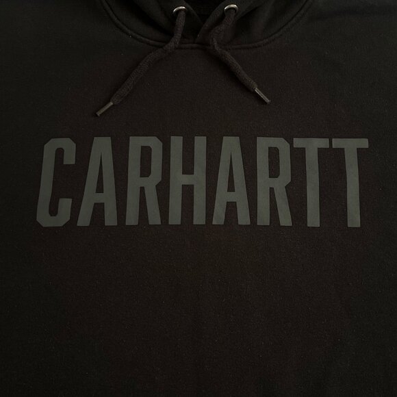 Carhartt Rain Defender Hoodie Mens XL Black Pullover Logo Bold Spellout 104816 - Picture 2 of 11